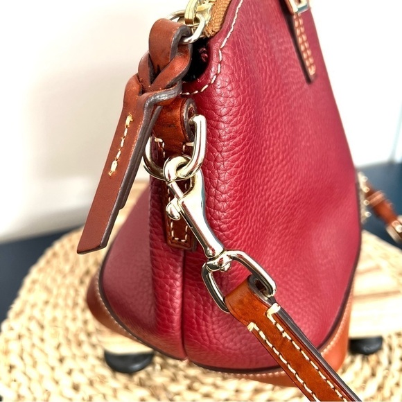 Dooney & Bourke Handbag Pebble Grain Leather Darcy Burgundy Satchel Crossbody - Picture 9 of 16